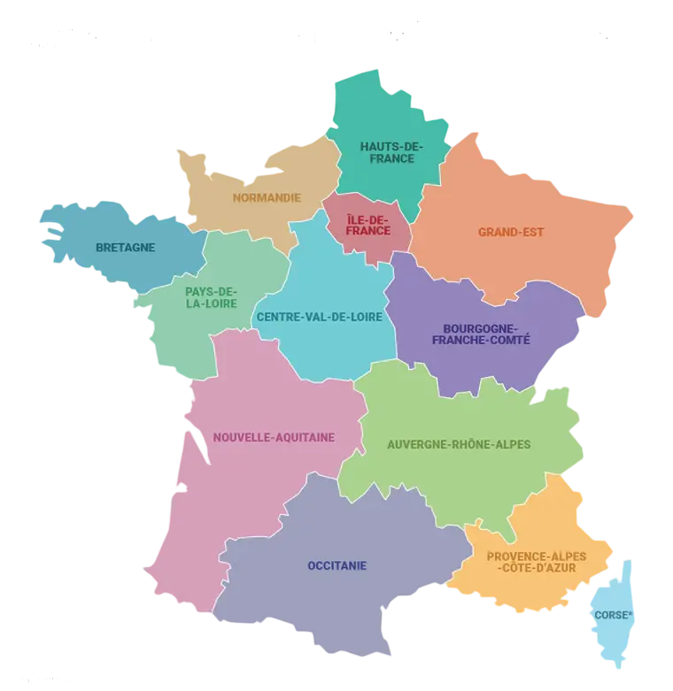 Carte des régions de France