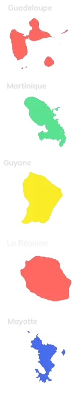 Carte des départements d'Outre mer
